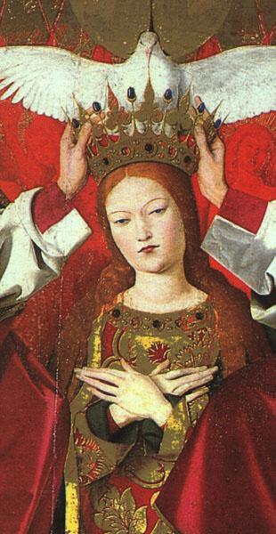 CHARONTON, Enguerrand The Coronation of the Virgin, detail: the Virgin jkh France oil painting art